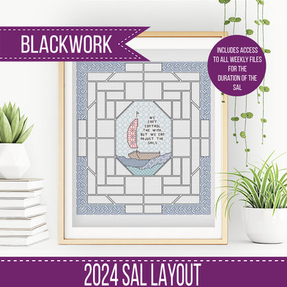 2024 SAL - The Wind Border - Blackwork Patterns & Cross Stitch by Peppermint Purple