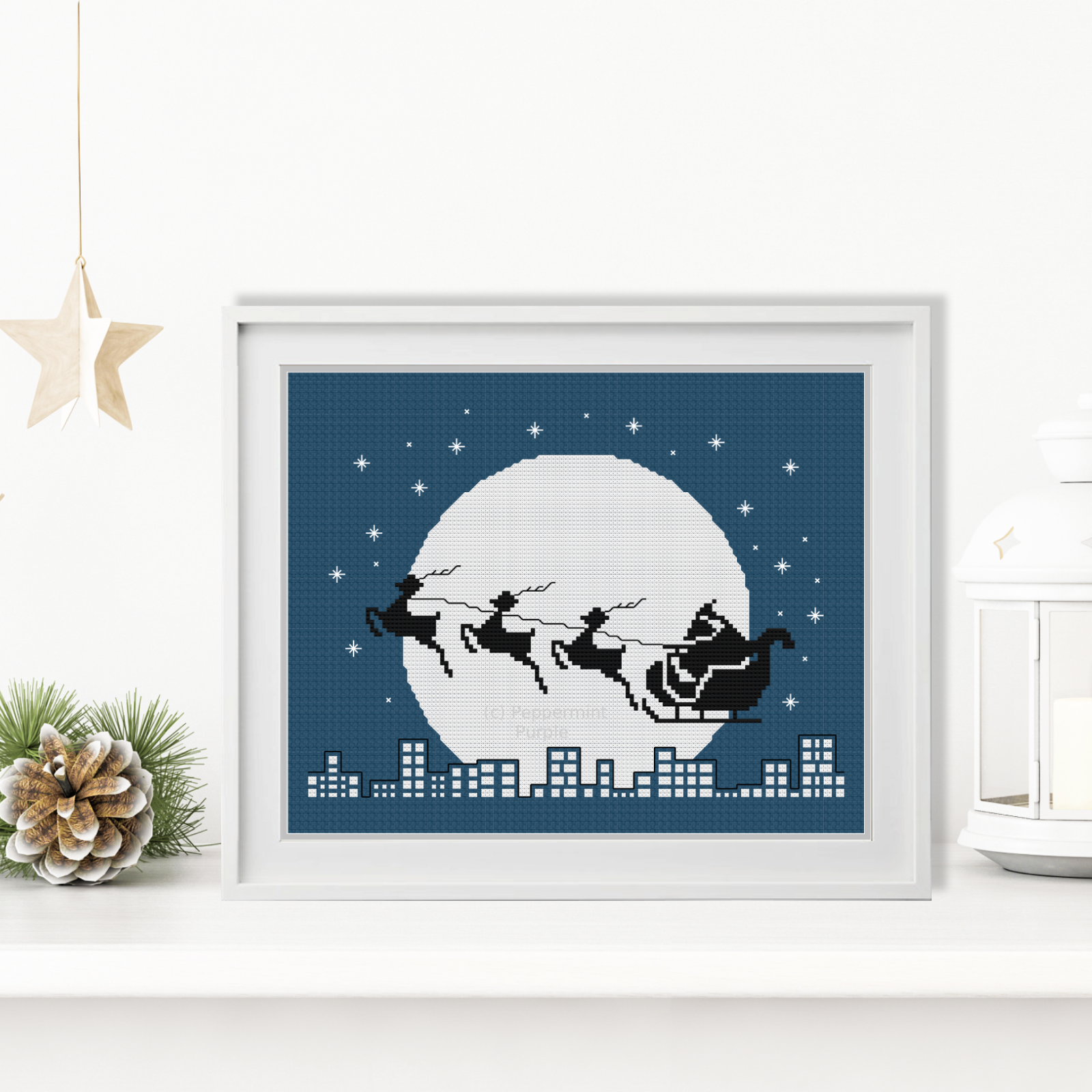 Santas Sleigh Cross Stitch Pattern by Peppermint Purple