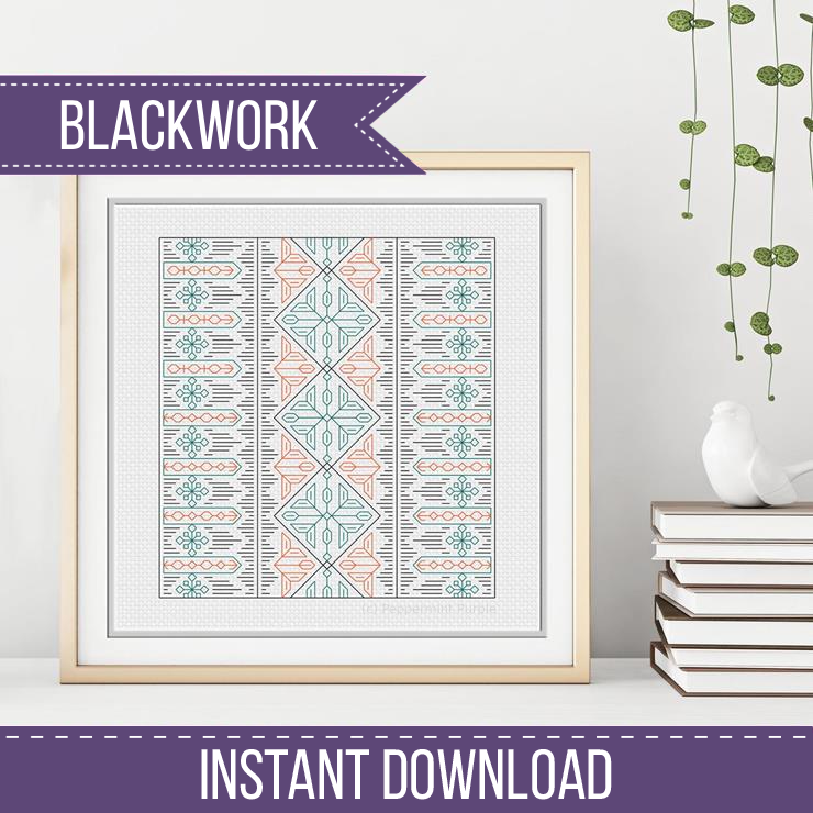 Blackwork Abstract Pattern Blackwork Pattern by Peppermint Purple