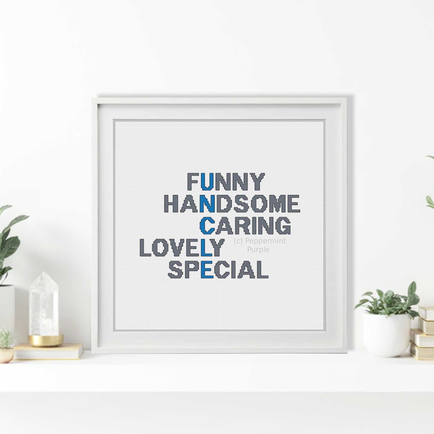 Uncle Acrostic Cross Stitch Pattern by Peppermint Purple