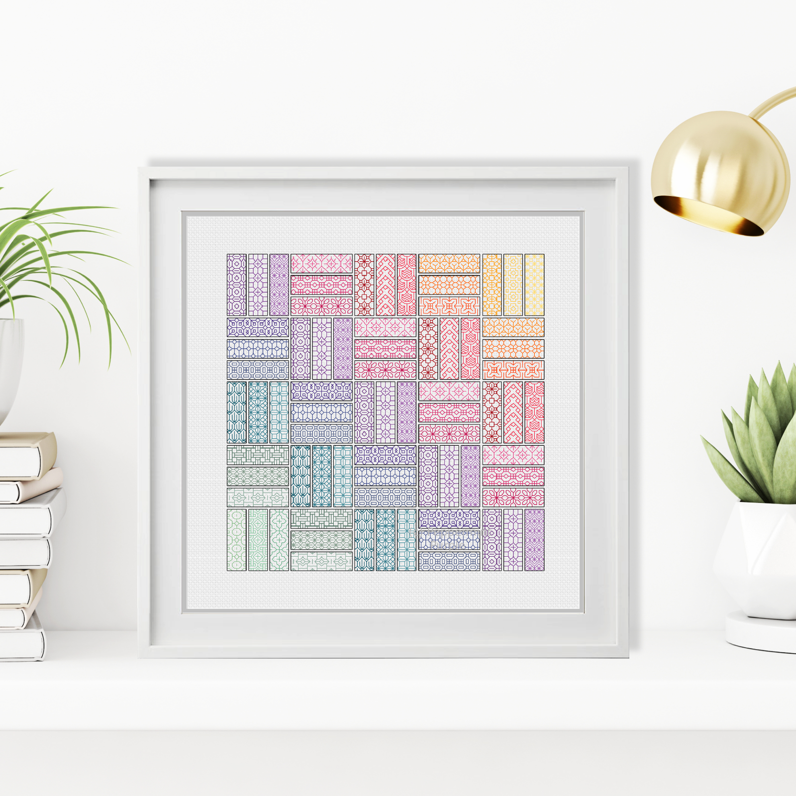 Rainbow Quilt Blackwork Pattern by Peppermint Purple