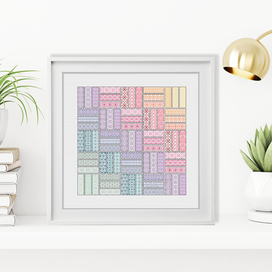 Rainbow Quilt Blackwork Pattern by Peppermint Purple