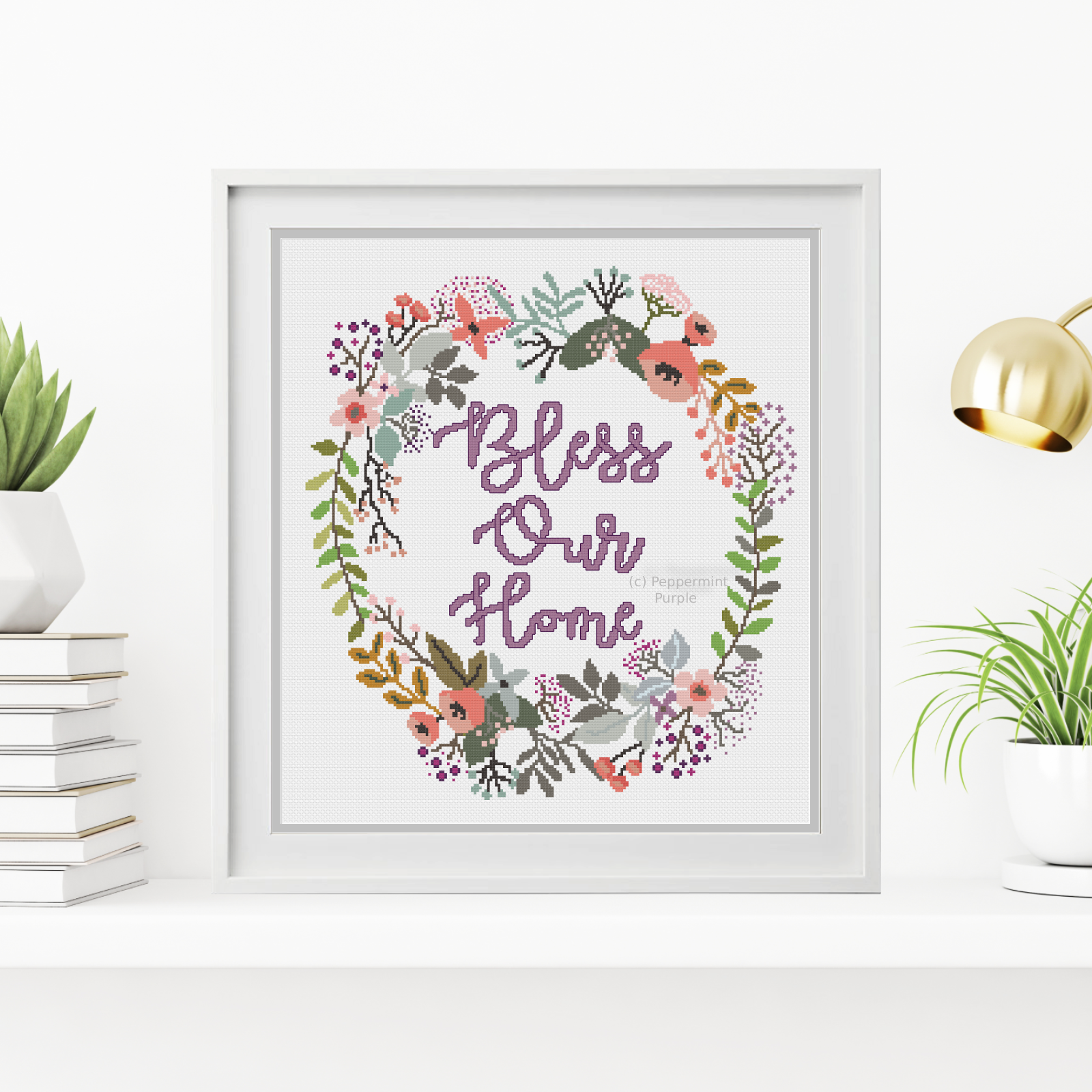 Bless Our Home Cross Stitch Pattern by Peppermint Purple