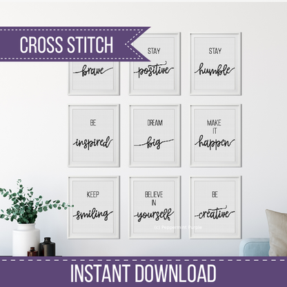 Cross Stitch Inspirational Posters Cross Stitch Pattern by Peppermint Purple