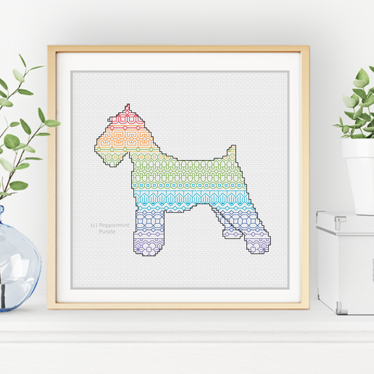 Schnauzer Blackwork Pattern by Peppermint Purple
