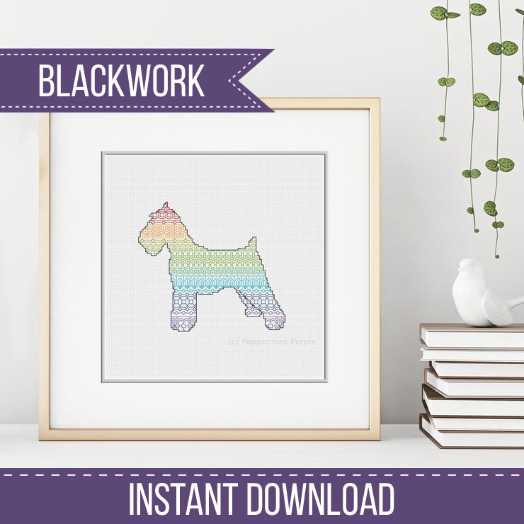 Schnauzer Blackwork Pattern by Peppermint Purple