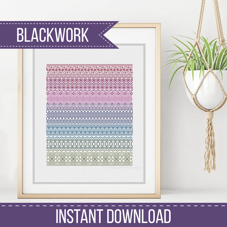 Bands - SAL 2020 Colours Blackwork Pattern by Peppermint Purple