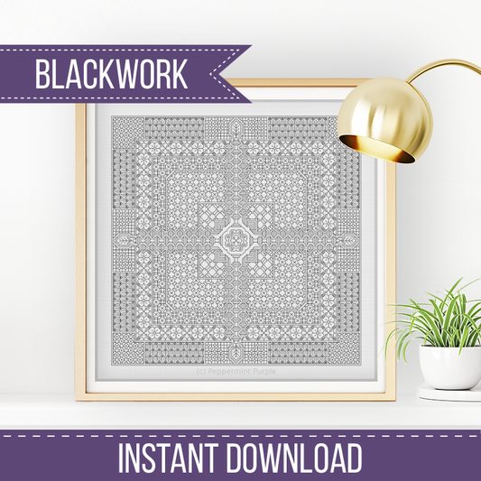 Blackwork Square Pattern Blackwork Pattern by Peppermint Purple