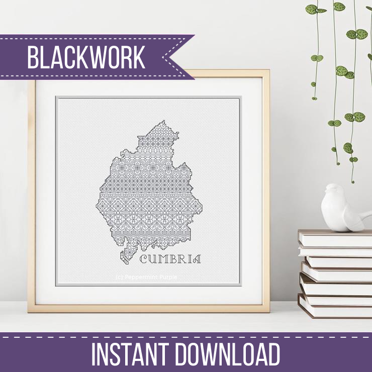 Cumbria Blackwork Pattern by Peppermint Purple