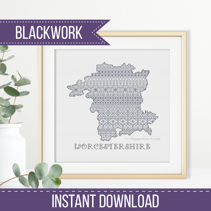 Worcestershire Blackwork Pattern Blackwork Pattern by Peppermint Purple