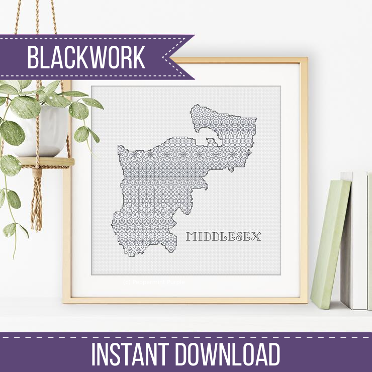 Middlesex Blackwork Pattern Blackwork Pattern by Peppermint Purple