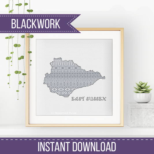 East Sussex Blackwork Pattern by Peppermint Purple