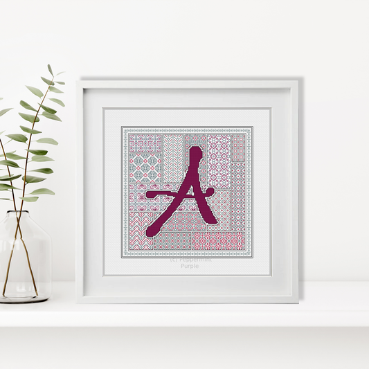 Blackwork Red Letters Blackwork Pattern by Peppermint Purple