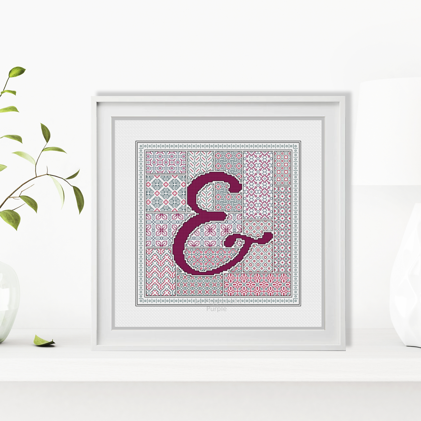 Blackwork Red Letters Blackwork Pattern by Peppermint Purple