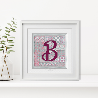 Blackwork Red Letters Blackwork Pattern by Peppermint Purple