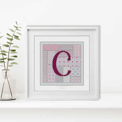 Blackwork Red Letters Blackwork Pattern by Peppermint Purple