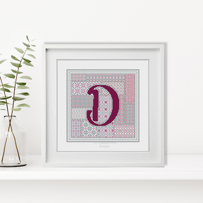 Blackwork Red Letters Blackwork Pattern by Peppermint Purple
