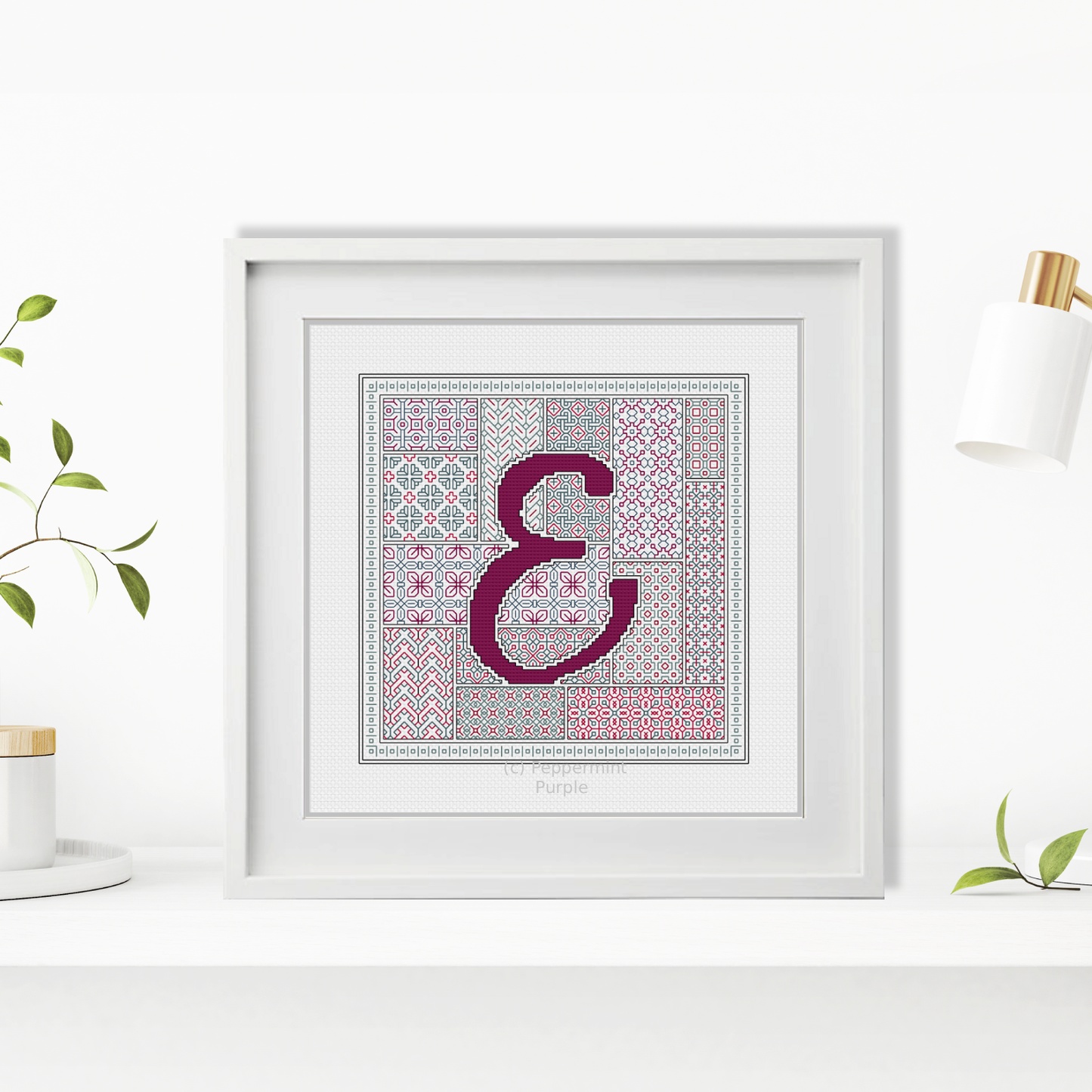 Blackwork Red Letters Blackwork Pattern by Peppermint Purple