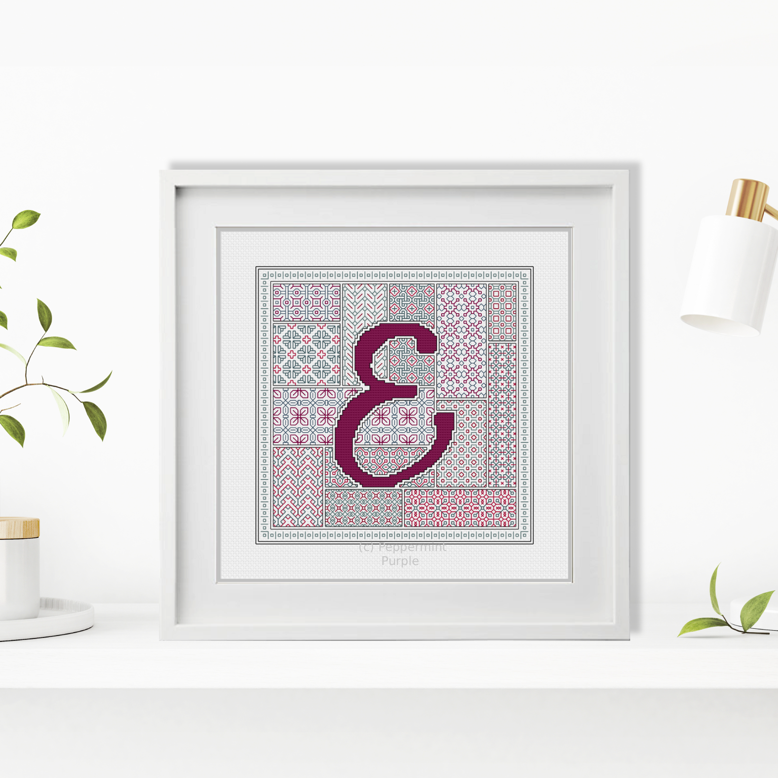 Blackwork Red Letters Blackwork Pattern by Peppermint Purple