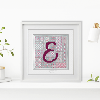 Blackwork Red Letters Blackwork Pattern by Peppermint Purple