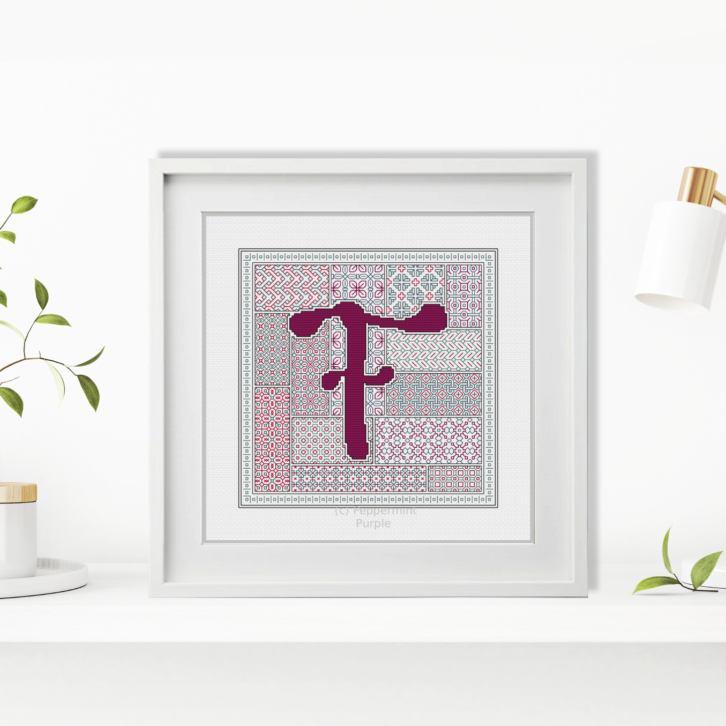 Blackwork Red Letters Blackwork Pattern by Peppermint Purple