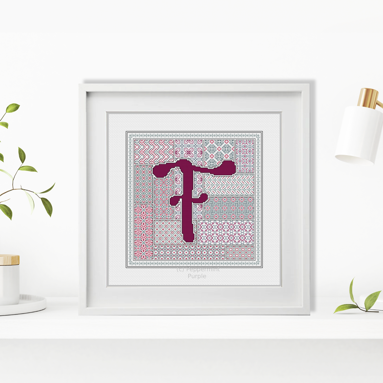 Blackwork Red Letters Blackwork Pattern by Peppermint Purple
