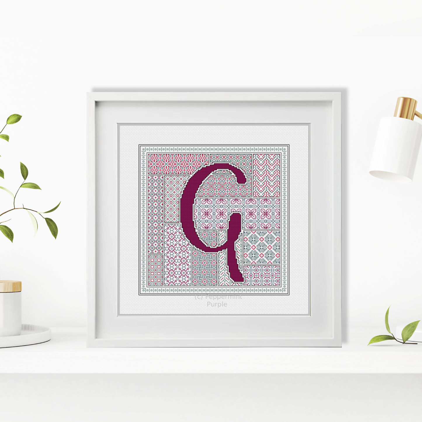 Blackwork Red Letters Blackwork Pattern by Peppermint Purple