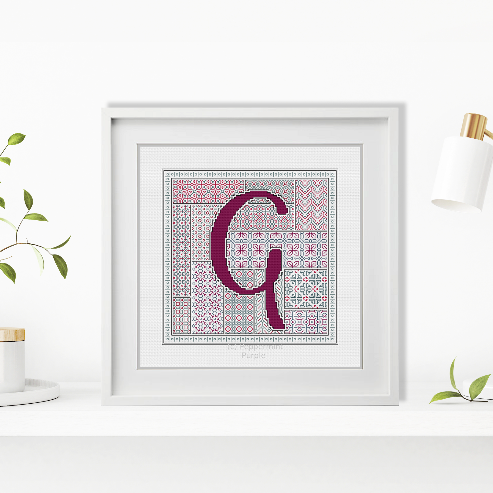 Blackwork Red Letters Blackwork Pattern by Peppermint Purple
