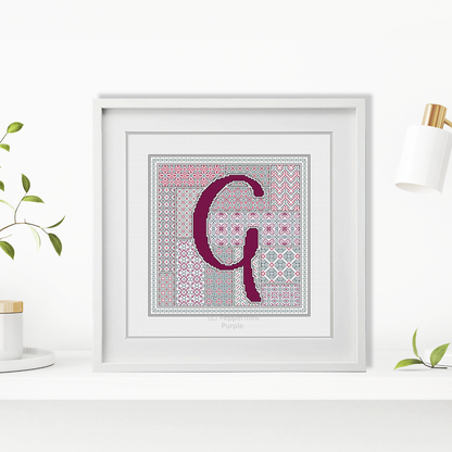 Blackwork Red Letters Blackwork Pattern by Peppermint Purple