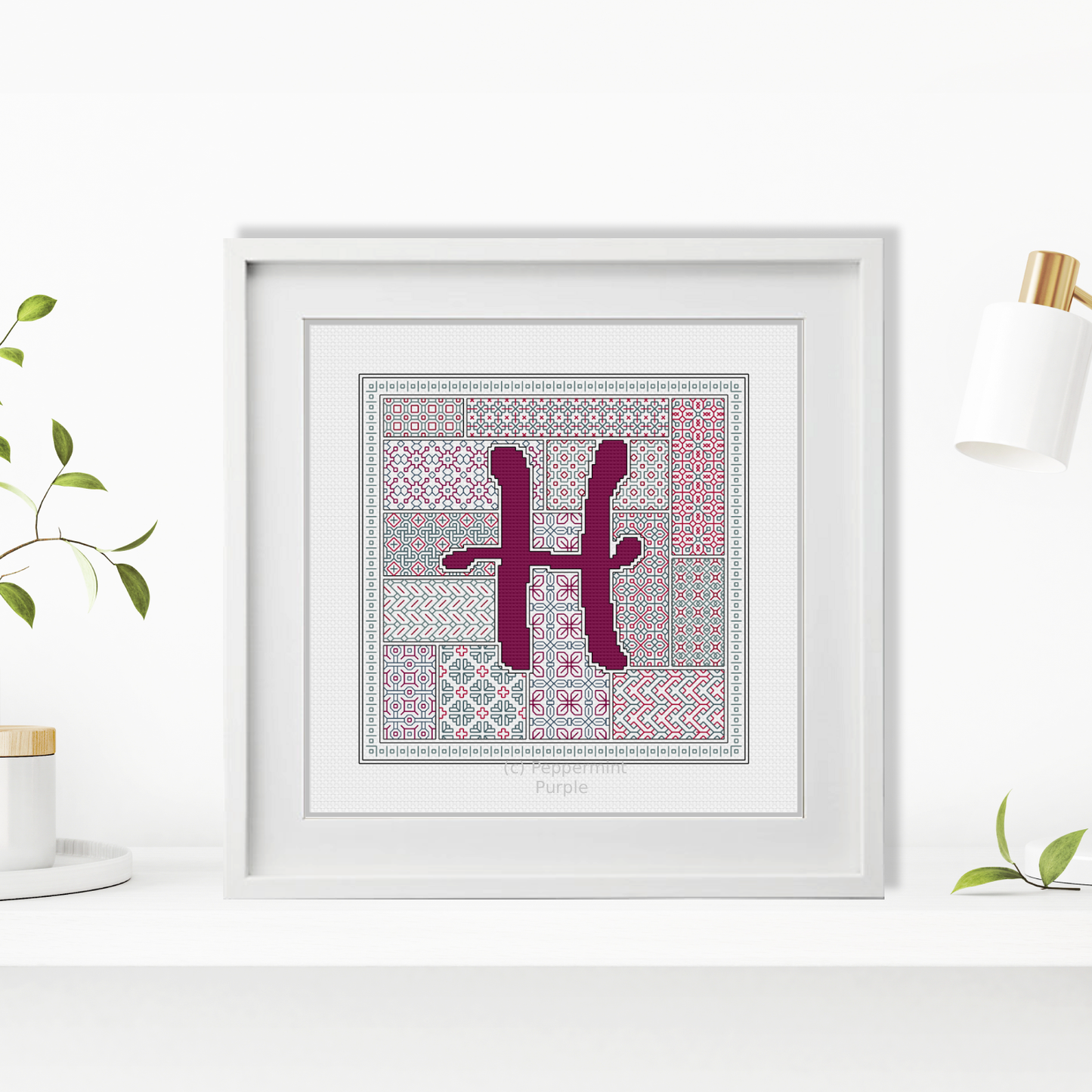 Blackwork Red Letters Blackwork Pattern by Peppermint Purple