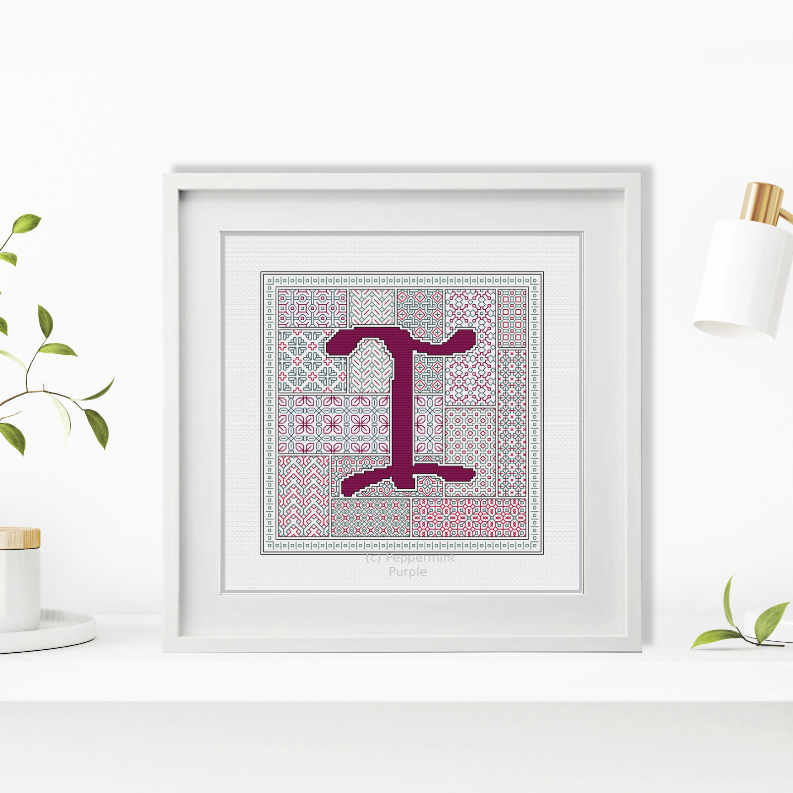 Blackwork Red Letters Blackwork Pattern by Peppermint Purple