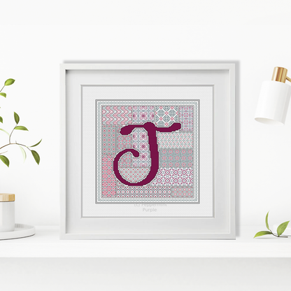 Blackwork Red Letters Blackwork Pattern by Peppermint Purple