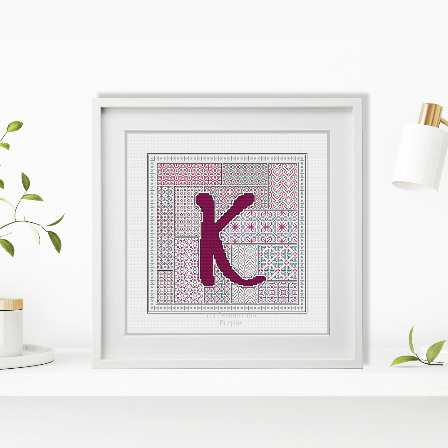 Blackwork Red Letters Blackwork Pattern by Peppermint Purple
