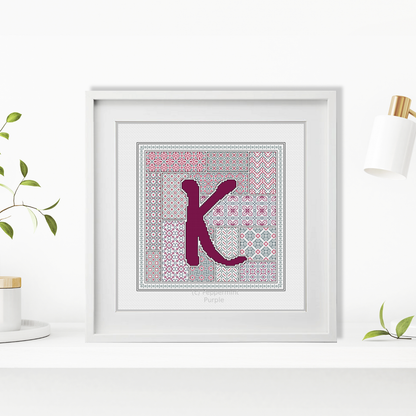 Blackwork Red Letters Blackwork Pattern by Peppermint Purple