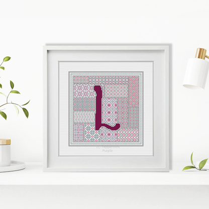 Blackwork Red Letters Blackwork Pattern by Peppermint Purple
