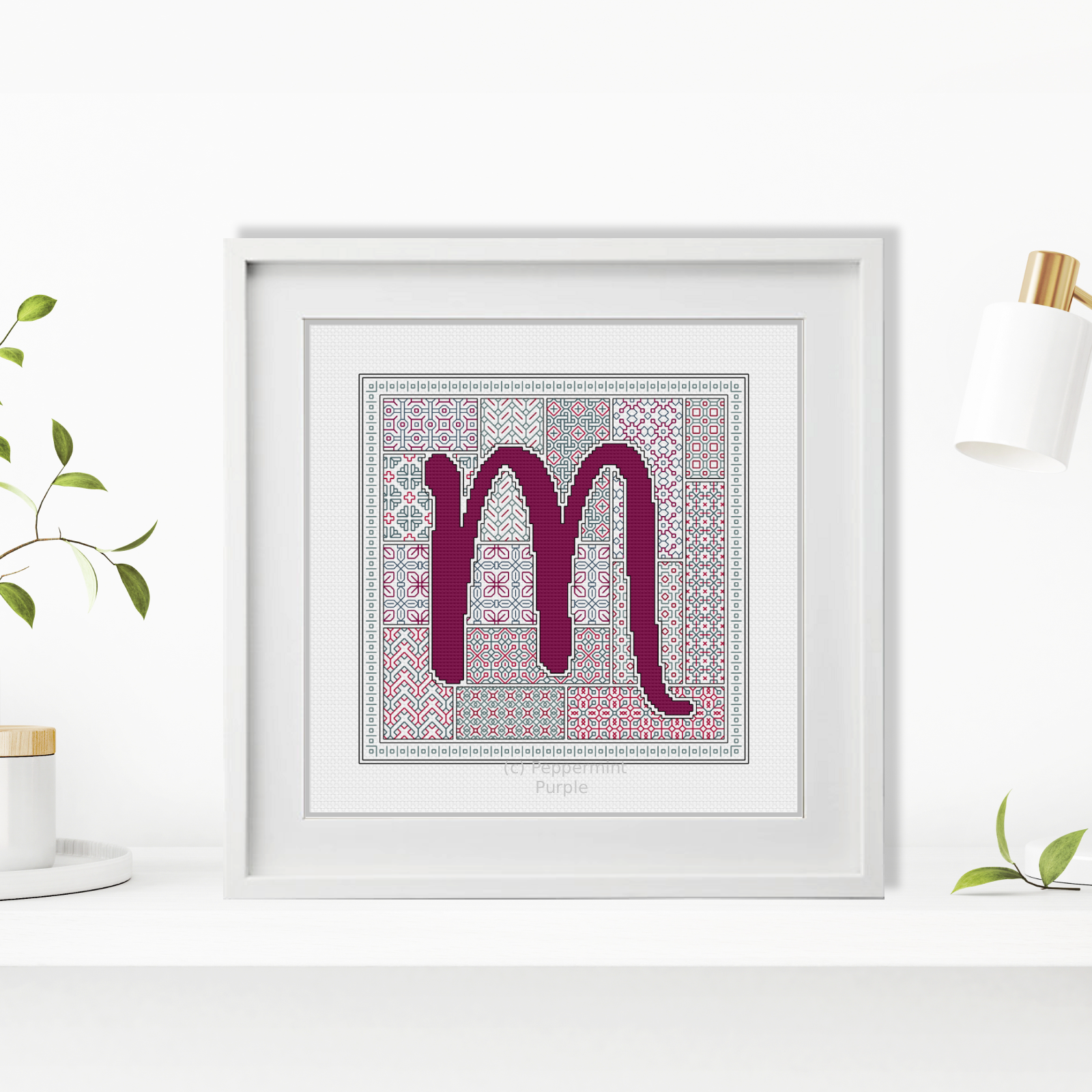 Blackwork Red Letters Blackwork Pattern by Peppermint Purple