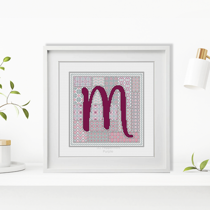 Blackwork Red Letters Blackwork Pattern by Peppermint Purple