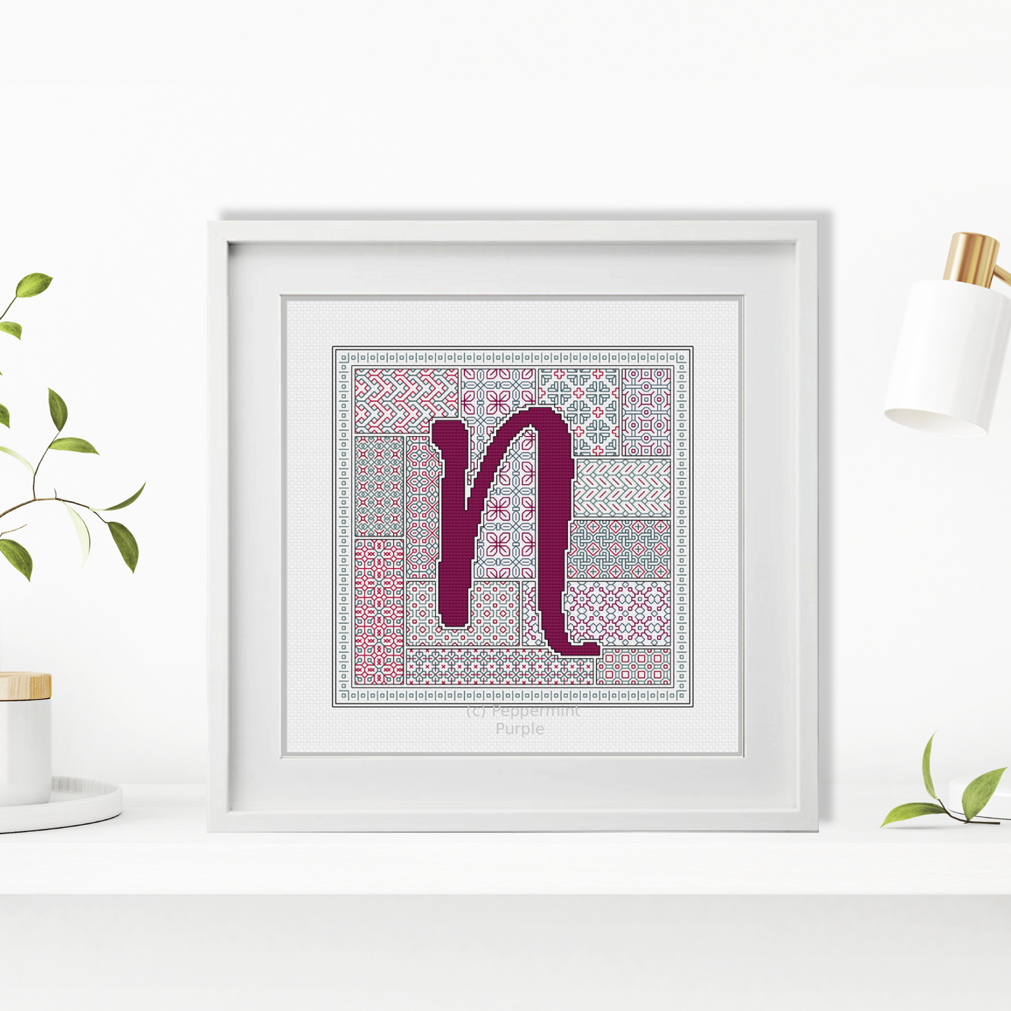 Blackwork Red Letters Blackwork Pattern by Peppermint Purple