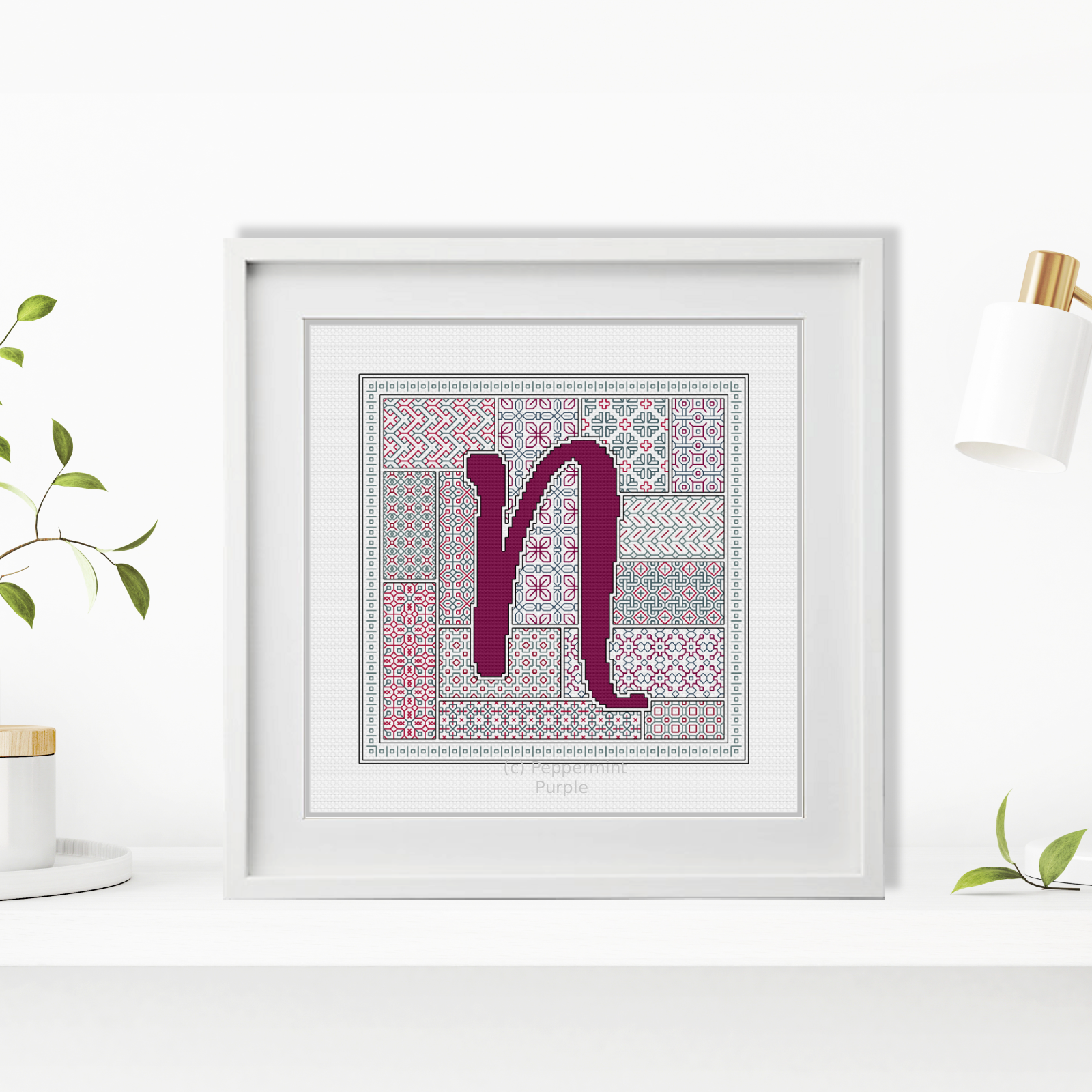 Blackwork Red Letters Blackwork Pattern by Peppermint Purple