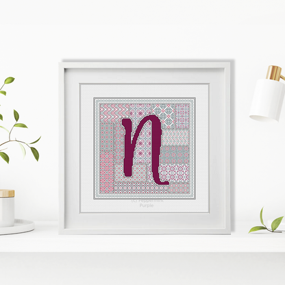 Blackwork Red Letters Blackwork Pattern by Peppermint Purple