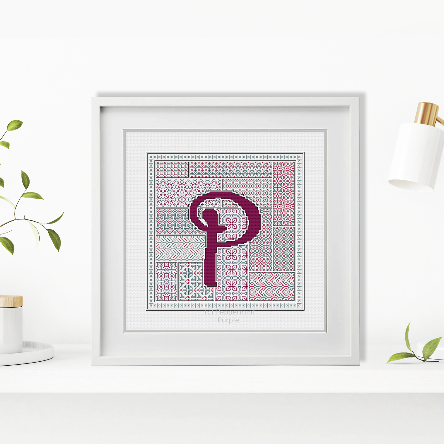 Blackwork Red Letters Blackwork Pattern by Peppermint Purple