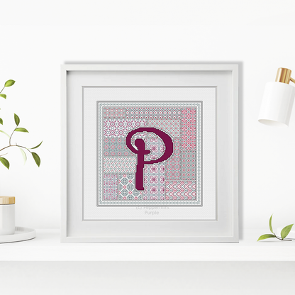 Blackwork Red Letters Blackwork Pattern by Peppermint Purple