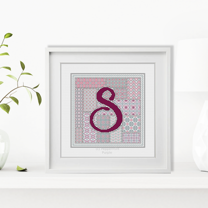 Blackwork Red Letters Blackwork Pattern by Peppermint Purple