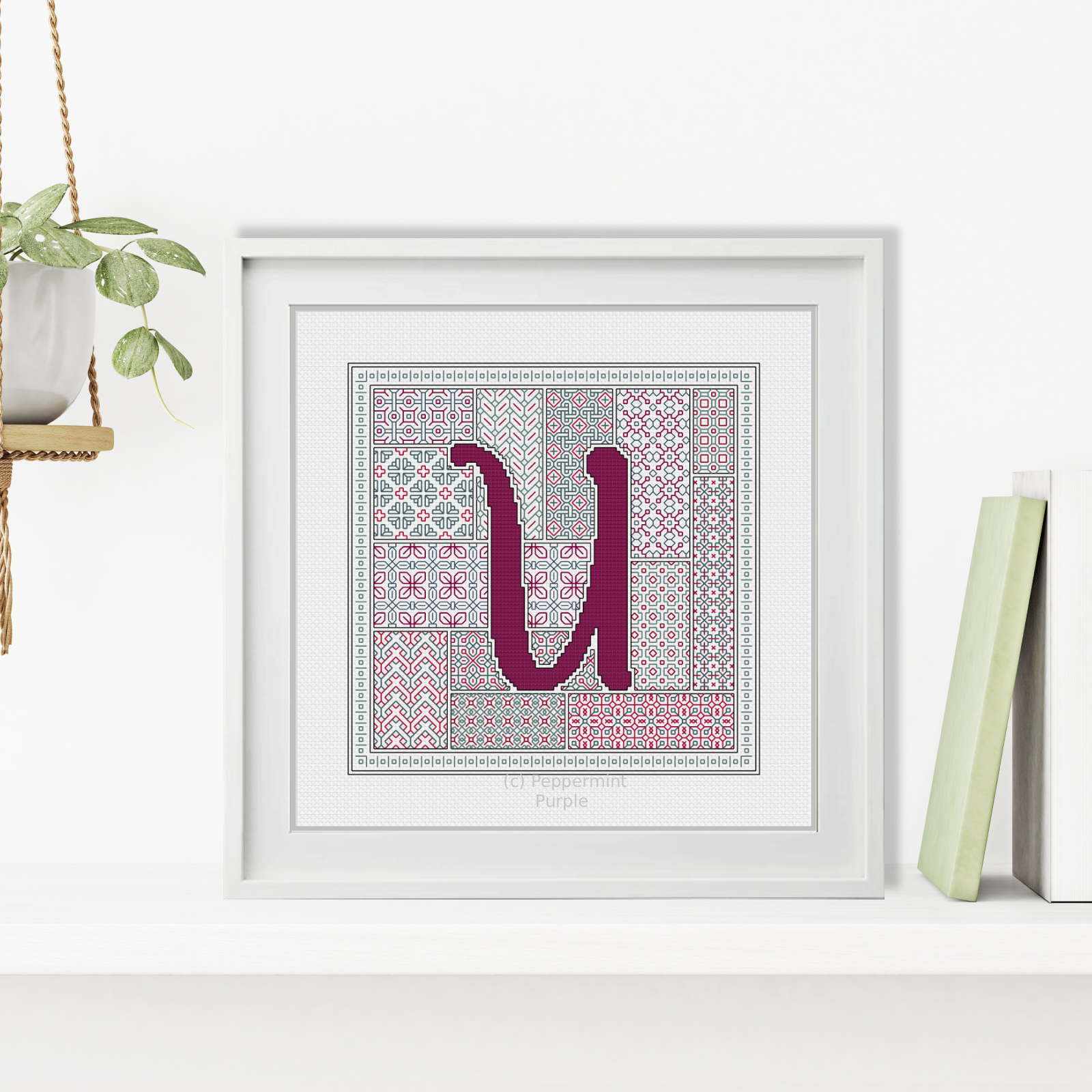 Blackwork Red Letters Blackwork Pattern by Peppermint Purple