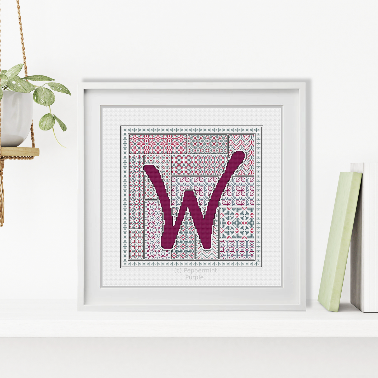 Blackwork Red Letters Blackwork Pattern by Peppermint Purple