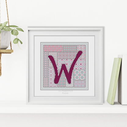 Blackwork Red Letters Blackwork Pattern by Peppermint Purple