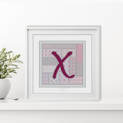 Blackwork Red Letters Blackwork Pattern by Peppermint Purple