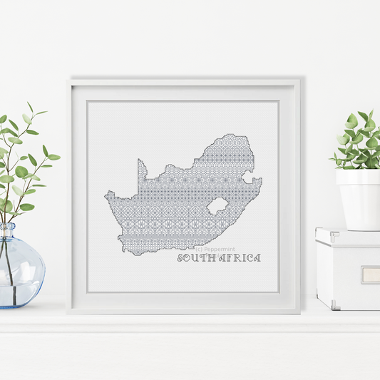 South Africa Blackwork Pattern by Peppermint Purple