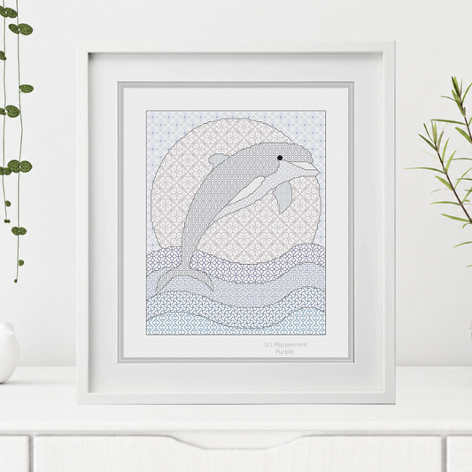 Dolphin Blackwork Pattern Blackwork Pattern by Peppermint Purple