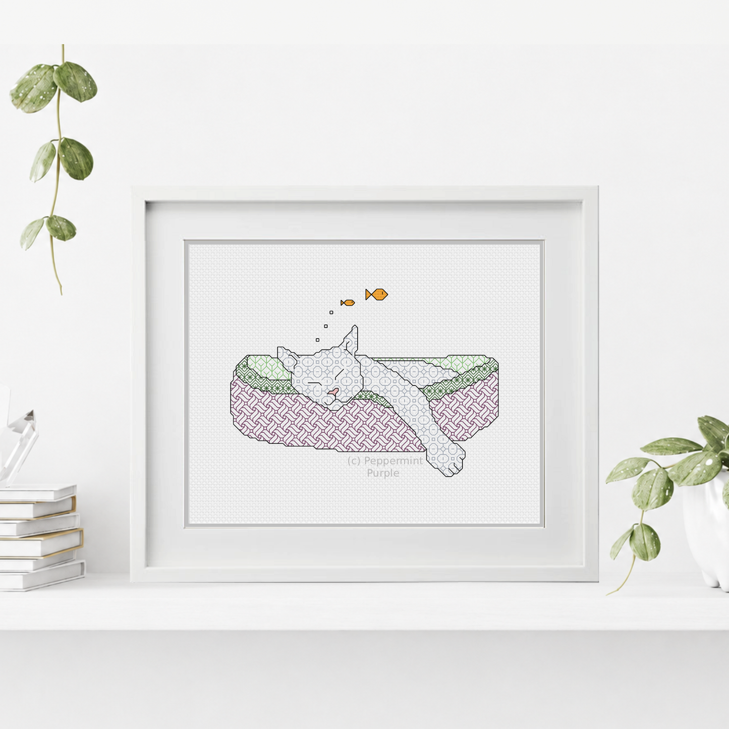 Fishy Dreams Blackwork Pattern by Peppermint Purple